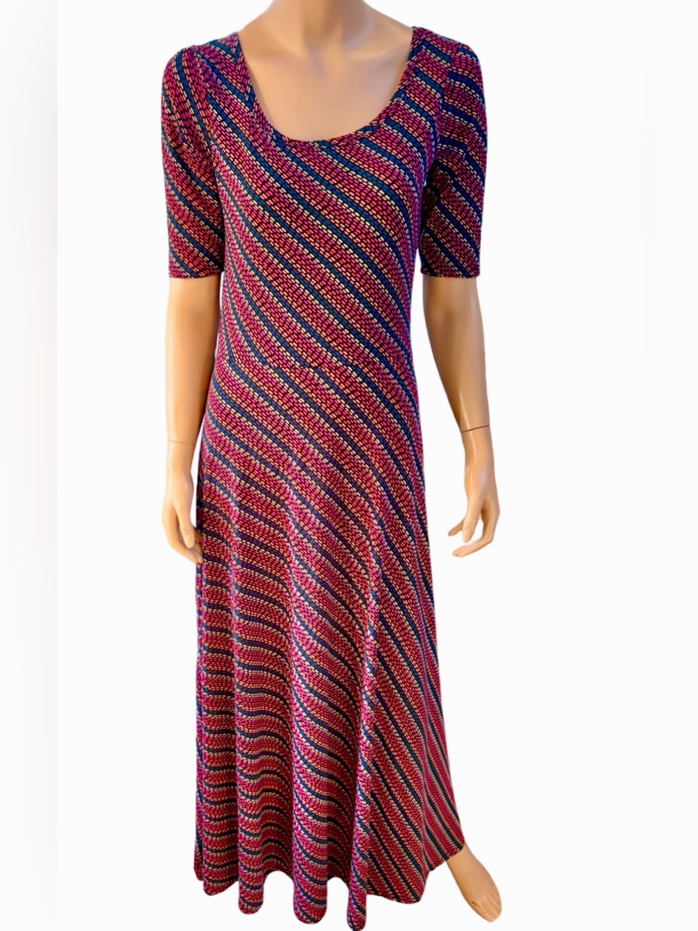 LuLaRoe Ana Maxi Dress M Multicolor Scoop Neck Fit Flare NWOT